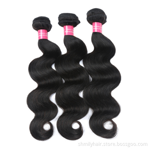 Wholesale Brazilian Virgin Human Hair Vendors Real Unprocessed 1b Body Wave Extension Thick Ends Cuticle Aligned Single Bundle